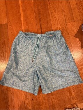 Medium Properly Tied Men's Light Blue Patterned Drawstring Shorts liner cut out